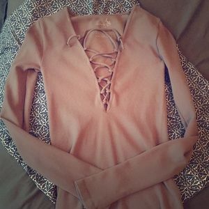 Free People lace up top